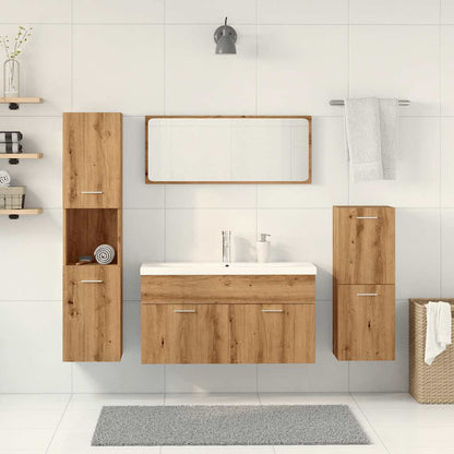 Set Mobili da Bagno 5 pz Rovere Artigianale Legno Multistrato