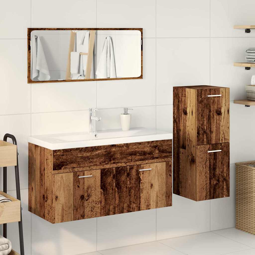 Set Mobili da Bagno 4 pz Legno Antico in Legno Multistrato