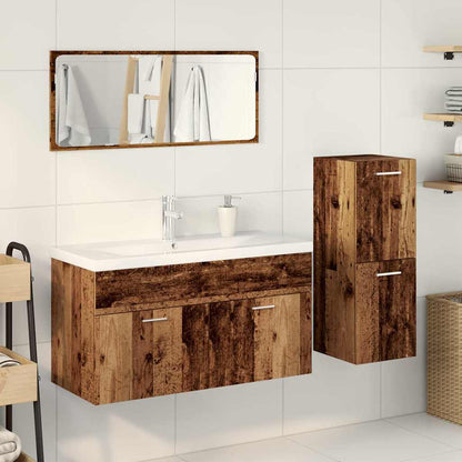 Set Mobili da Bagno 4 pz Legno Antico in Legno Multistrato