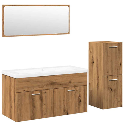 Set Mobili da Bagno 4 pz Rovere Artigianale Legno Multistrato