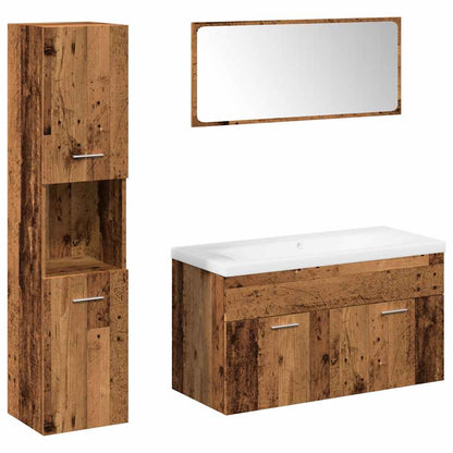 Set Mobili da Bagno 5 pz Legno Antico in Legno Multistrato