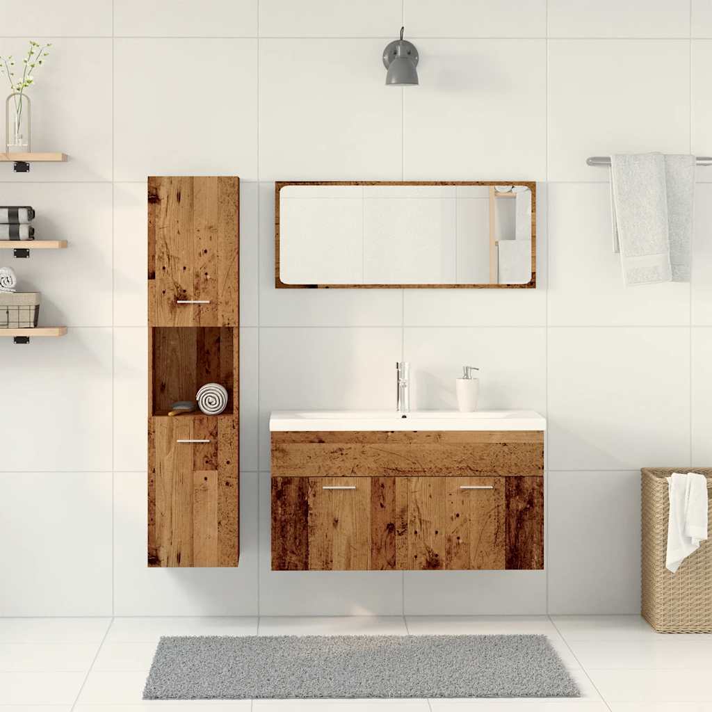 Set Mobili da Bagno 5 pz Legno Antico in Legno Multistrato