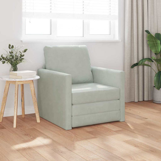 Divano Letto con cuscino Grigio chiaro 74 x 77 x 81 cm Velluto