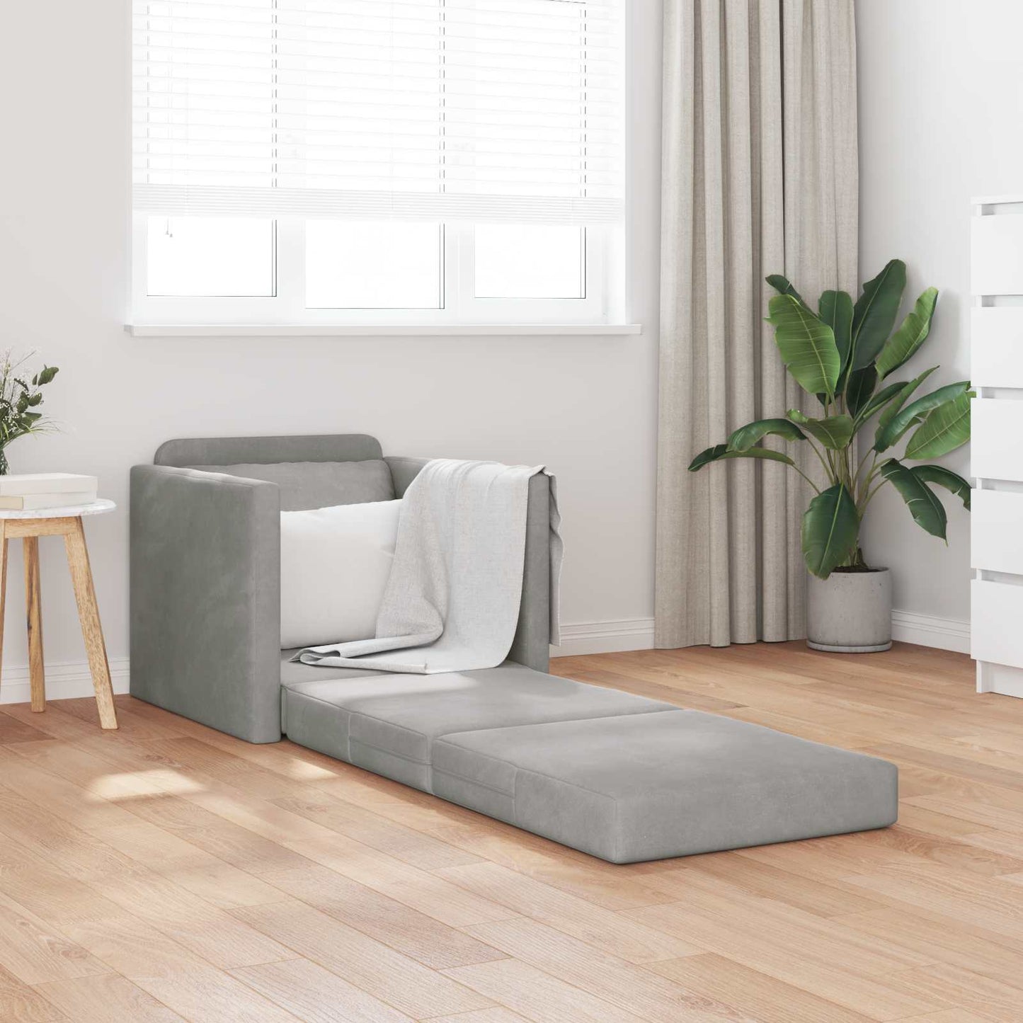 Divano letto Grigio chiaro 74 x 77 x 81 cm Velluto | homemem39