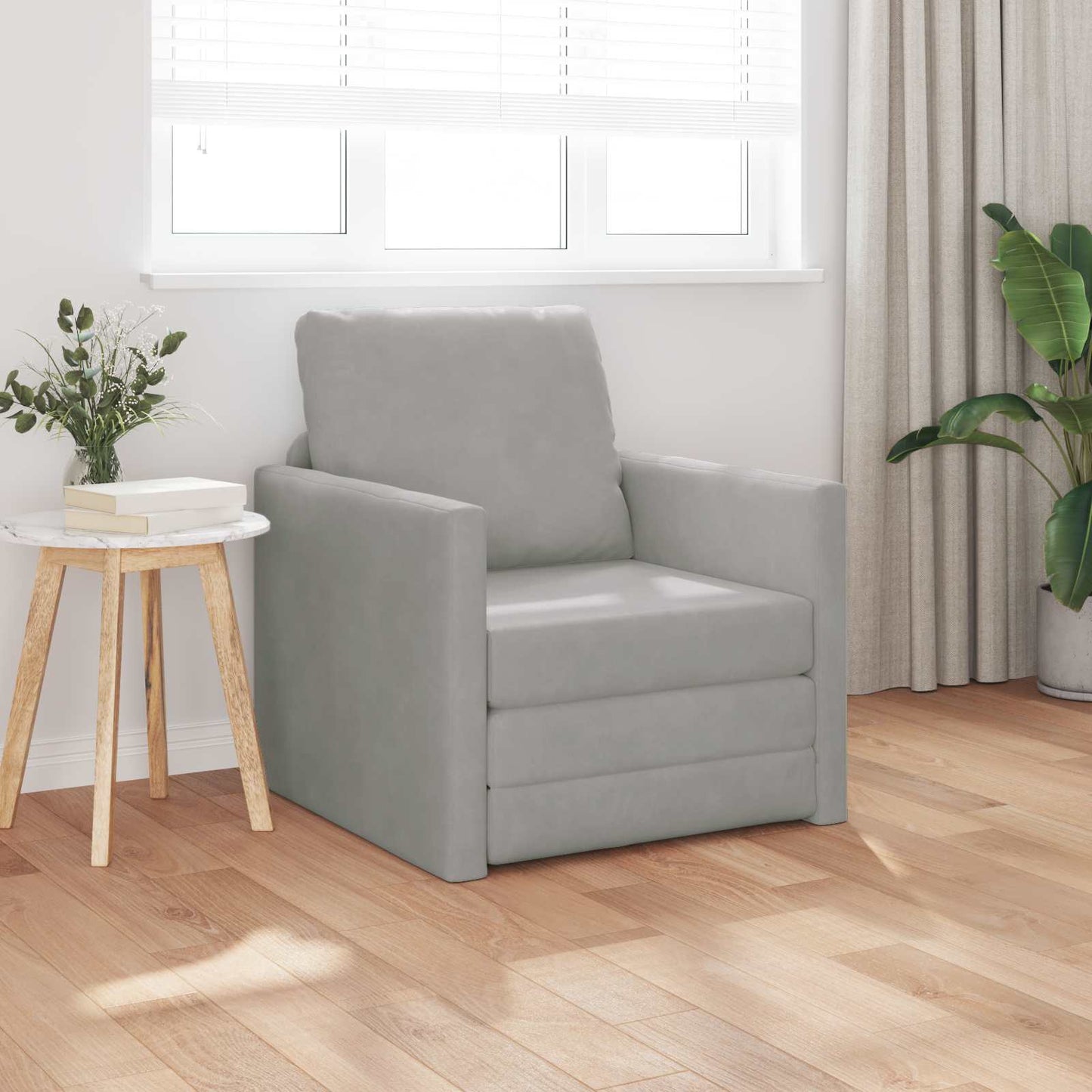 Divano letto Grigio chiaro 74 x 77 x 81 cm Velluto | homemem39