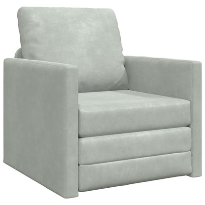 Divano Letto con cuscino Grigio chiaro 74 x 77 x 81 cm Velluto