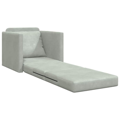 Divano Letto con cuscino Grigio chiaro 74 x 77 x 81 cm Velluto