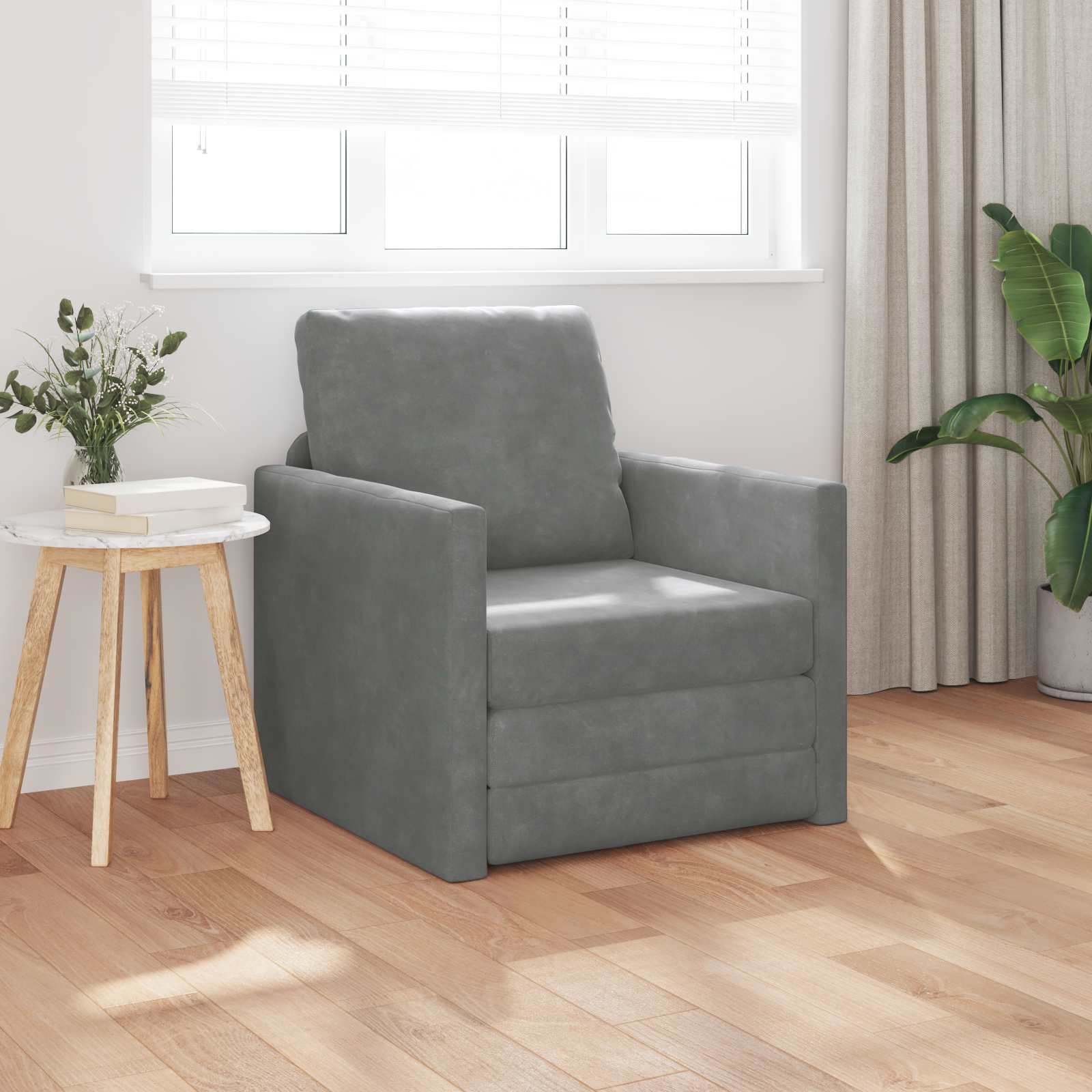 Divano letto Grigio scuro 74 x 77 x 81 cm Velluto | homemem39