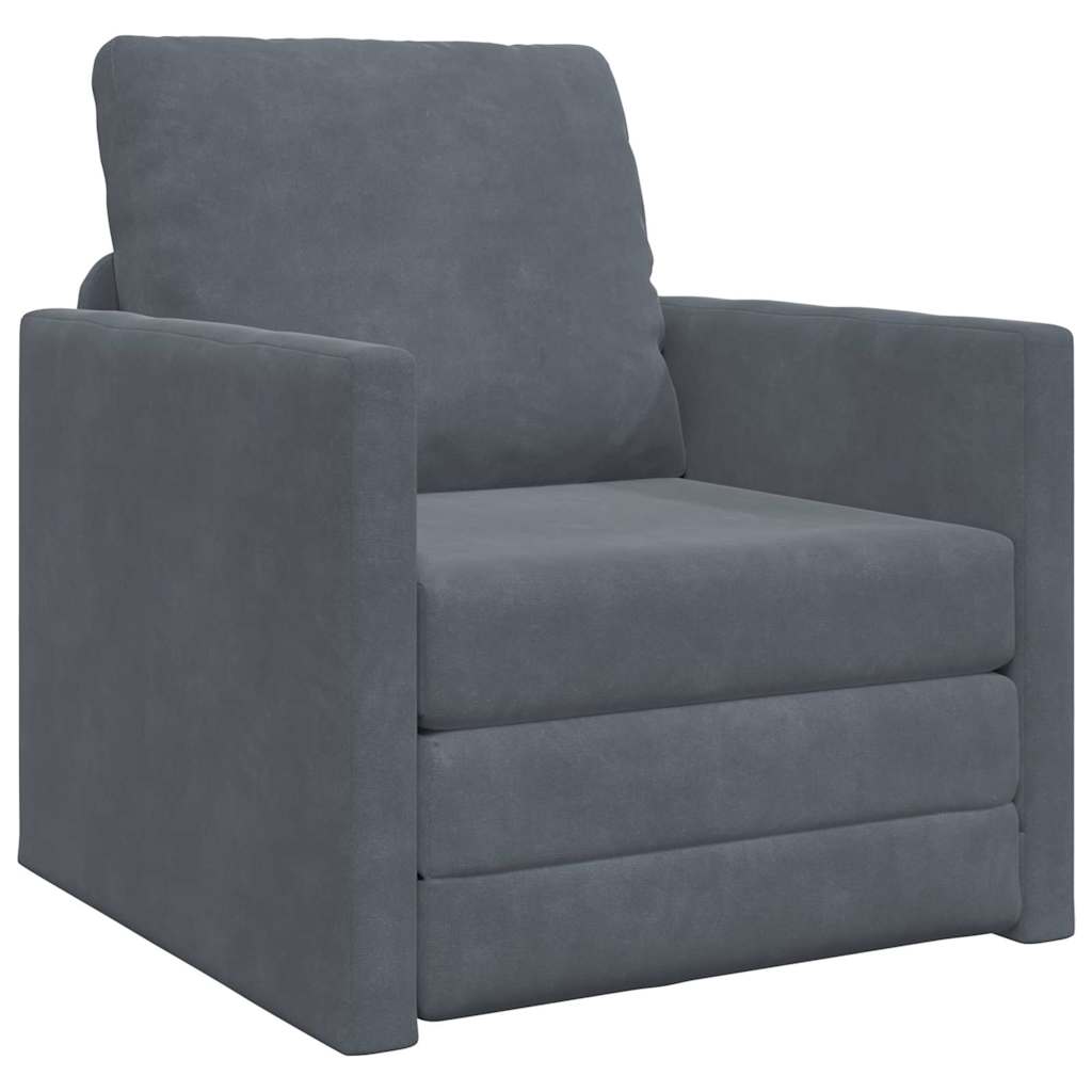 Divano Letto con cuscino Grigio scuro 74 x 77 x 81 cm Velluto - homemem39