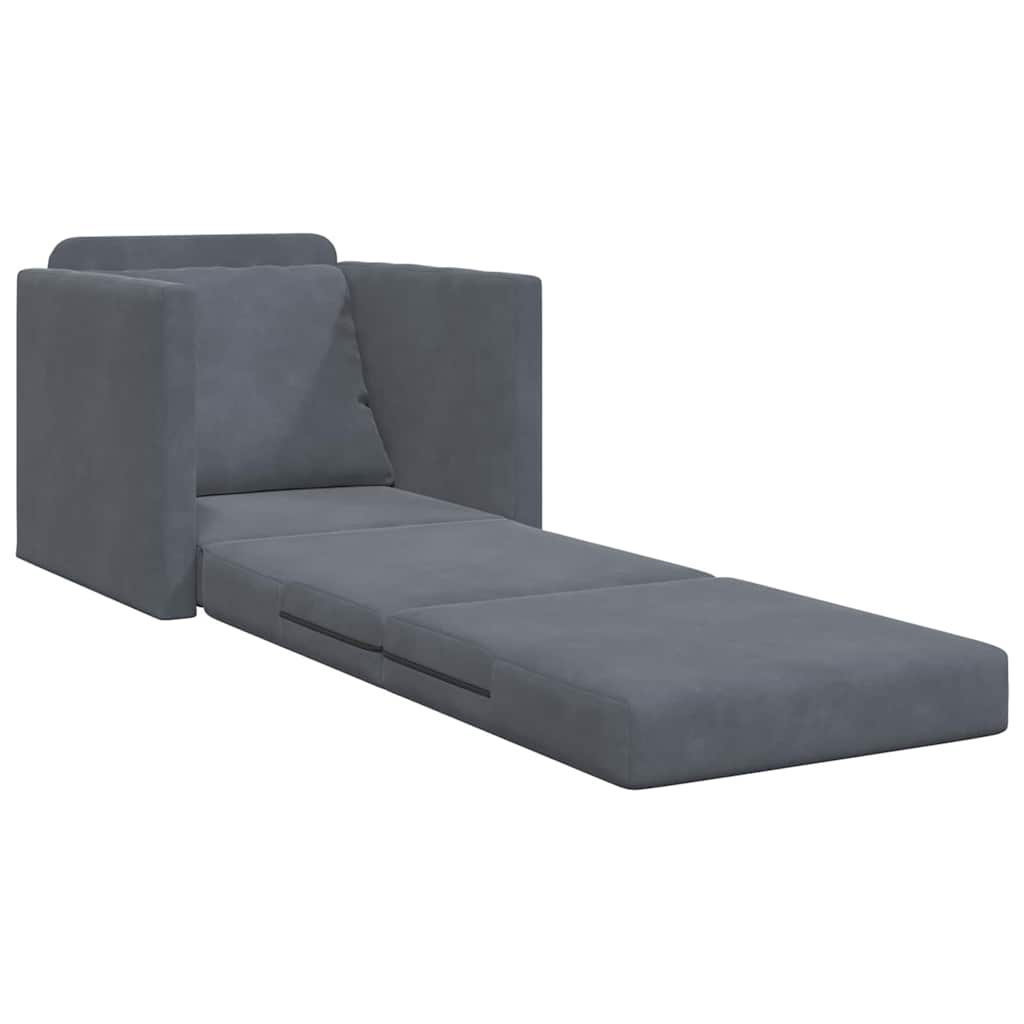 Divano Letto con cuscino Grigio scuro 74 x 77 x 81 cm Velluto - homemem39