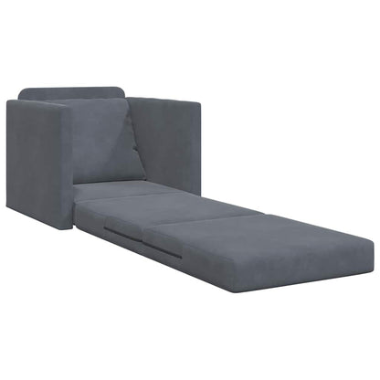 Divano Letto con cuscino Grigio scuro 74 x 77 x 81 cm Velluto - homemem39