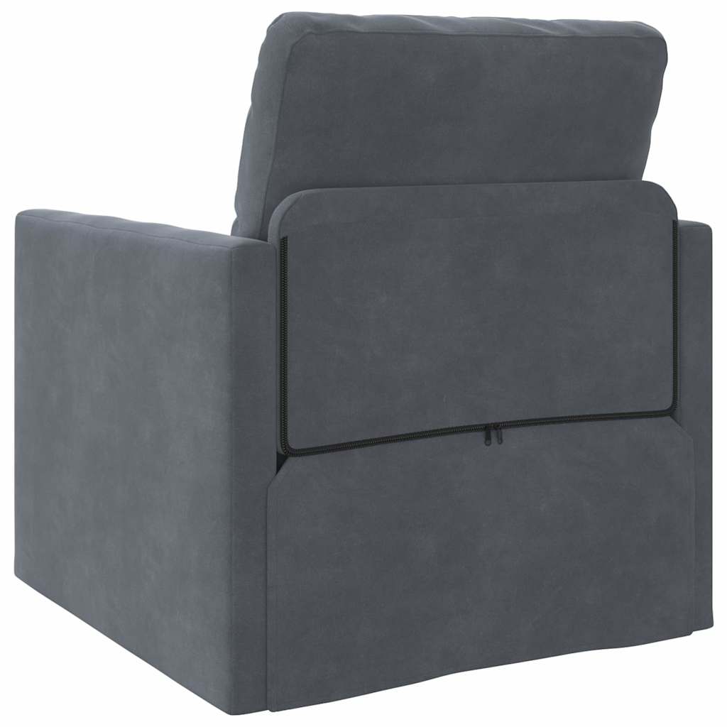 Divano Letto con cuscino Grigio scuro 74 x 77 x 81 cm Velluto - homemem39