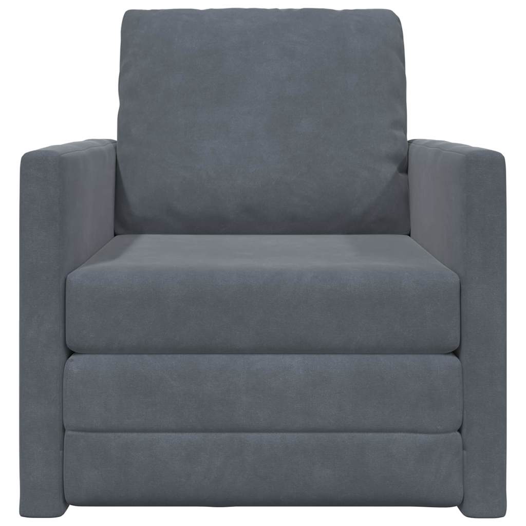 Divano Letto con cuscino Grigio scuro 74 x 77 x 81 cm Velluto - homemem39