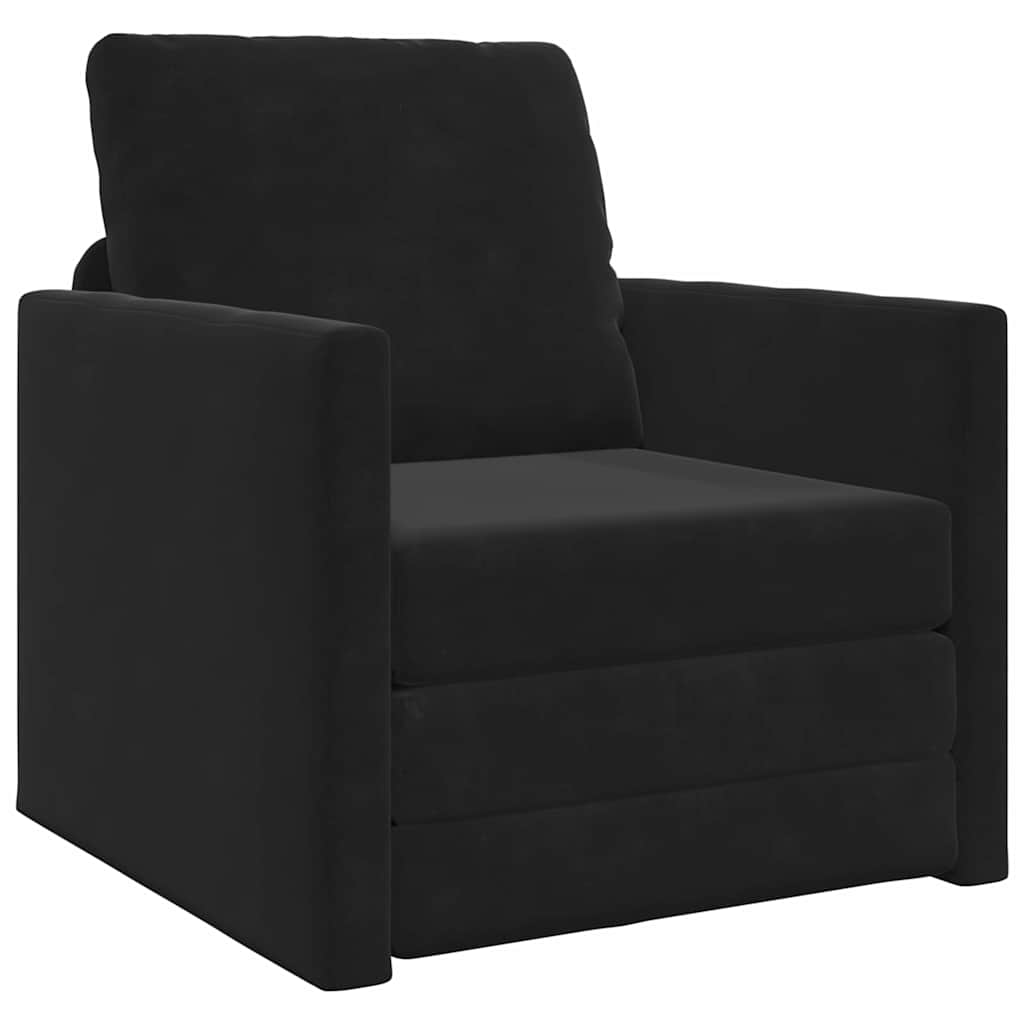 Divano Letto con cuscino Nero 74 x 77 x 81 cm Velluto - homemem39