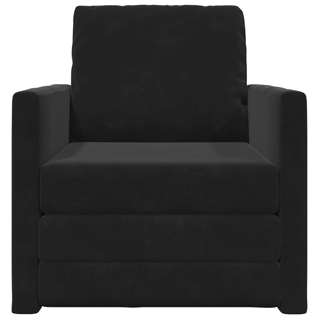 Divano Letto con cuscino Nero 74 x 77 x 81 cm Velluto - homemem39