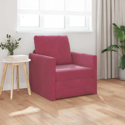 Divano Letto con cuscino Rosso vino 74 x 77 x 81 cm Velluto