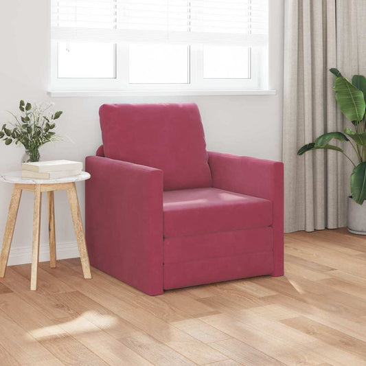 Divano Letto con cuscino Rosso vino 74 x 77 x 81 cm Velluto
