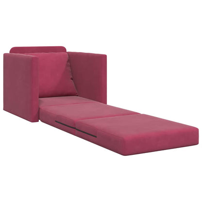 Divano Letto con cuscino Rosso vino 74 x 77 x 81 cm Velluto