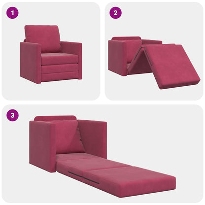 Divano Letto con cuscino Rosso vino 74 x 77 x 81 cm Velluto