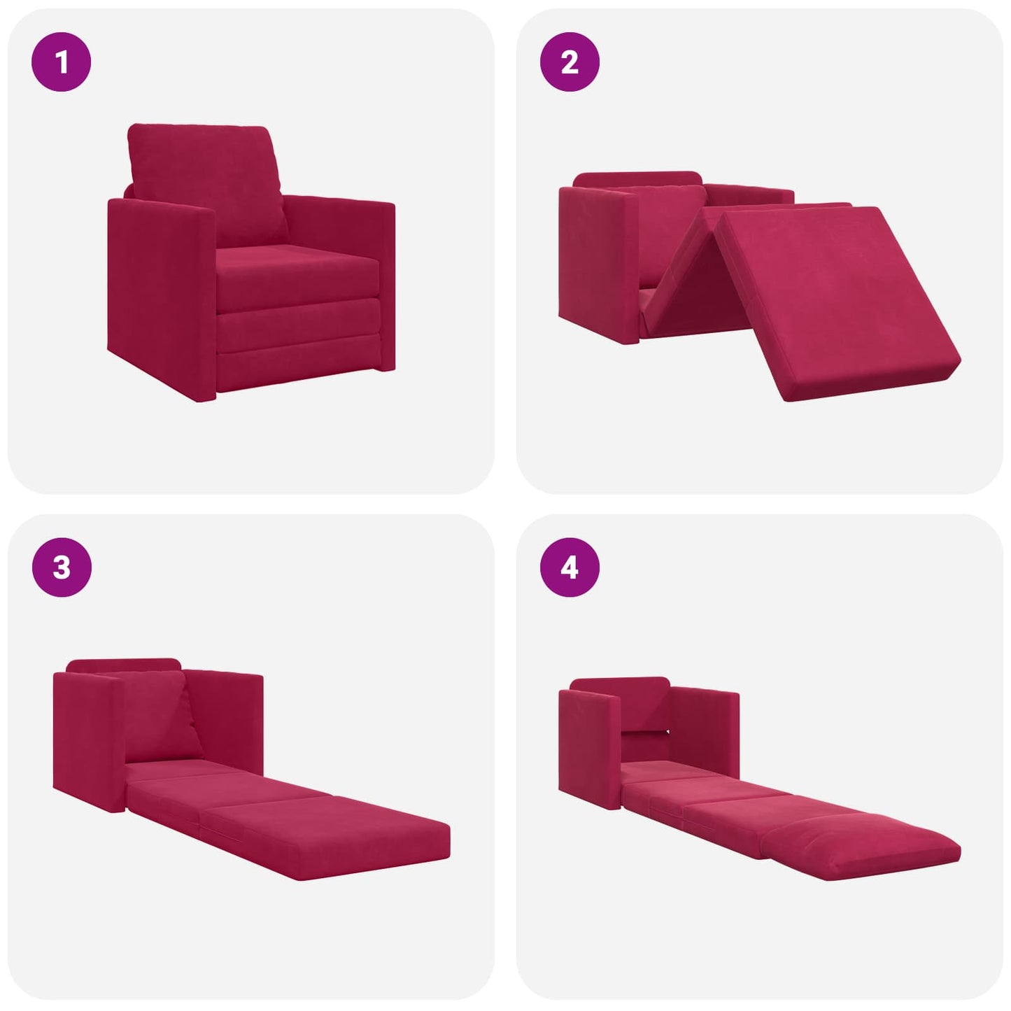 Divano letto Rosso Vino 74 x 77 x 81 cm Velluto | homemem39