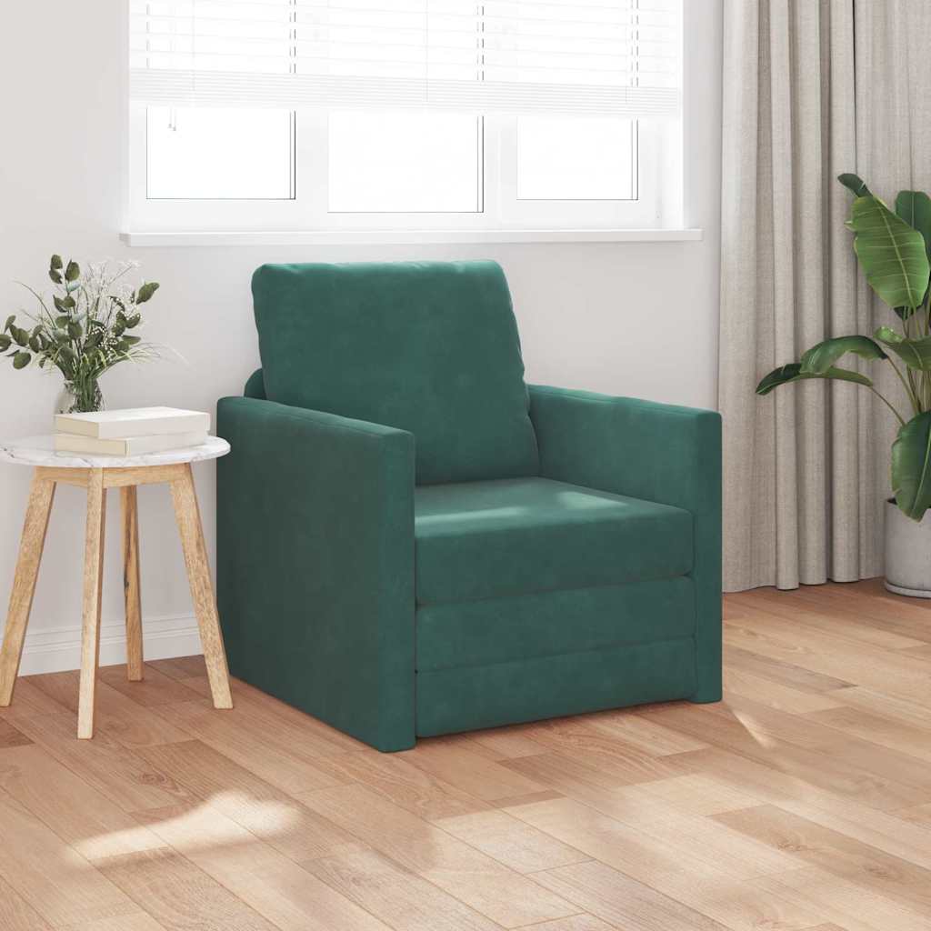 Divano Letto con cuscino Verde scuro 74 x 77 x 81 cm Velluto - homemem39