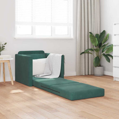 Divano Letto con cuscino Verde scuro 74 x 77 x 81 cm Velluto - homemem39