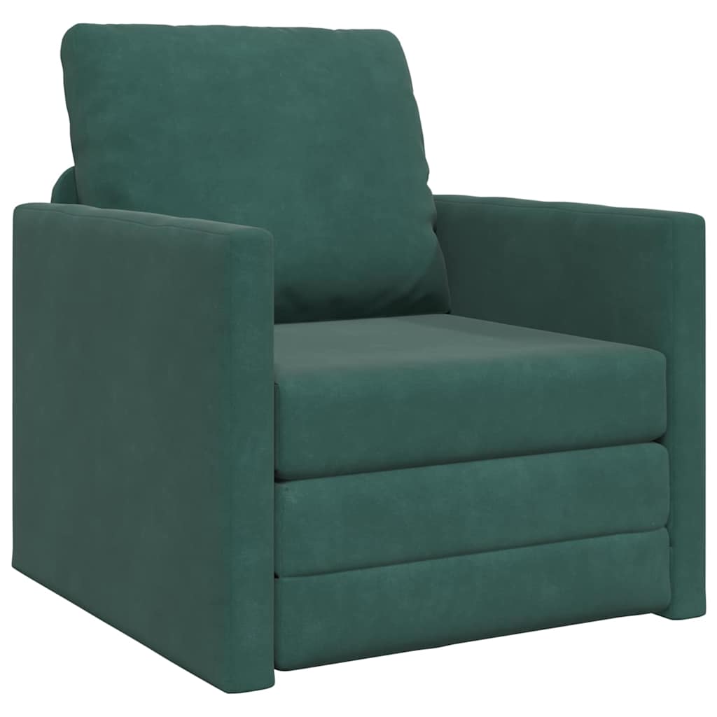 Divano Letto con cuscino Verde scuro 74 x 77 x 81 cm Velluto - homemem39