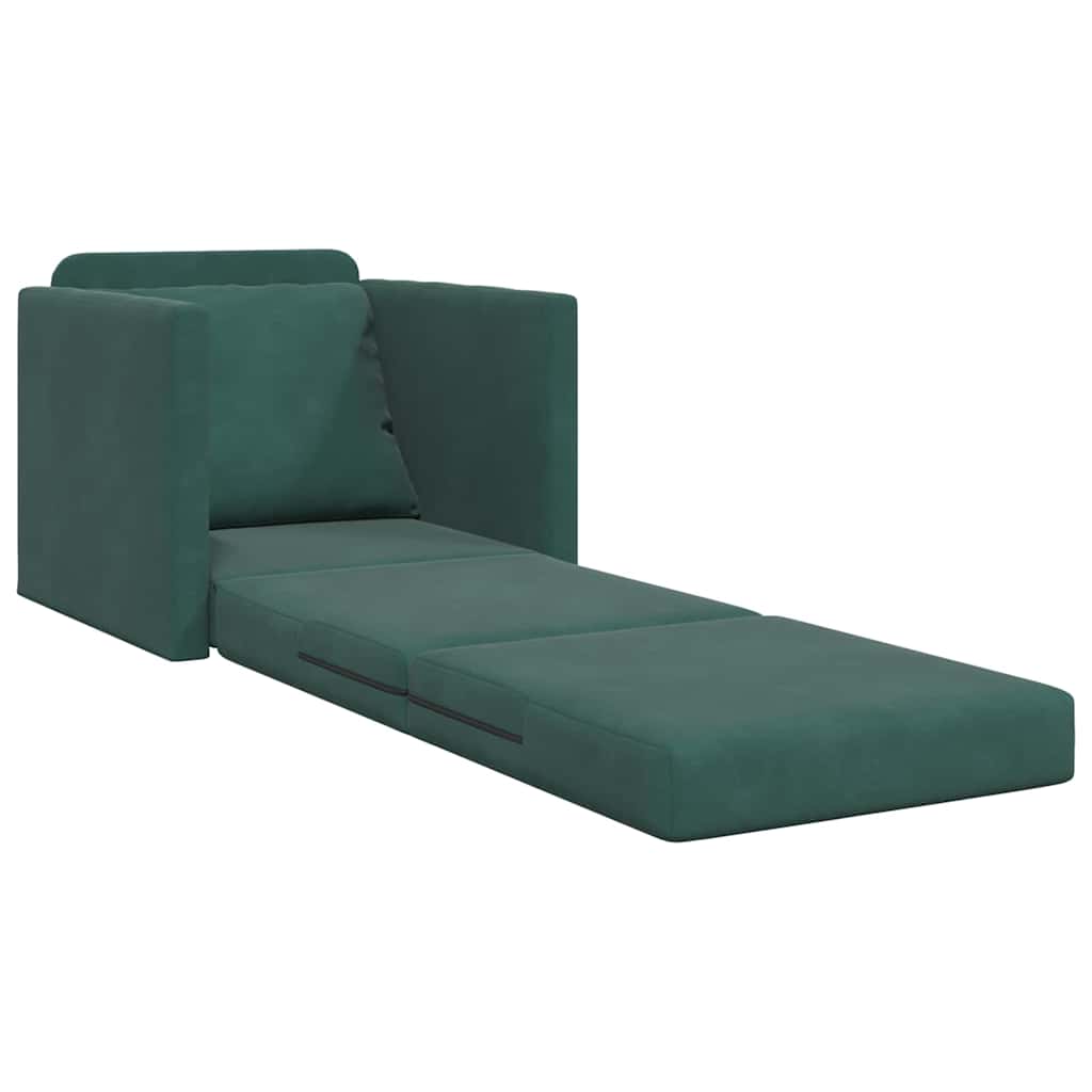 Divano Letto con cuscino Verde scuro 74 x 77 x 81 cm Velluto - homemem39