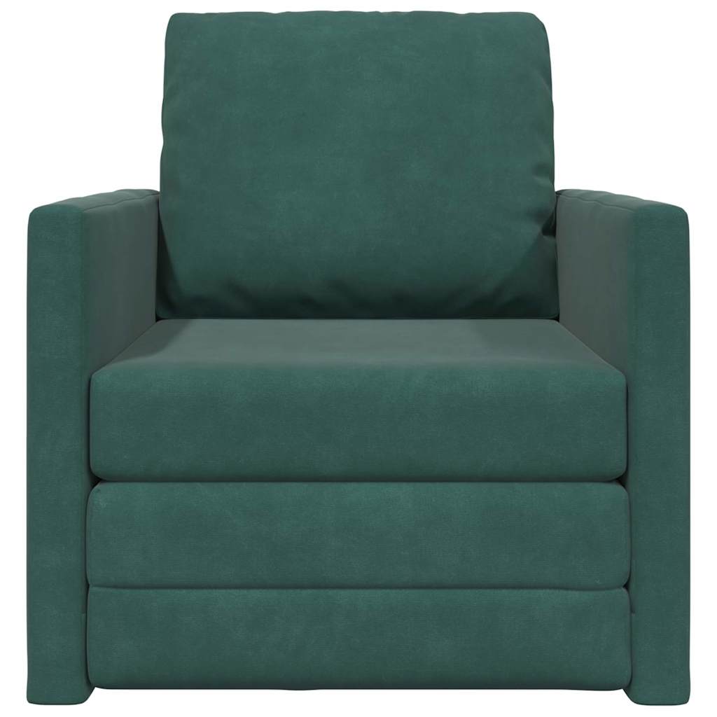 Divano Letto con cuscino Verde scuro 74 x 77 x 81 cm Velluto - homemem39