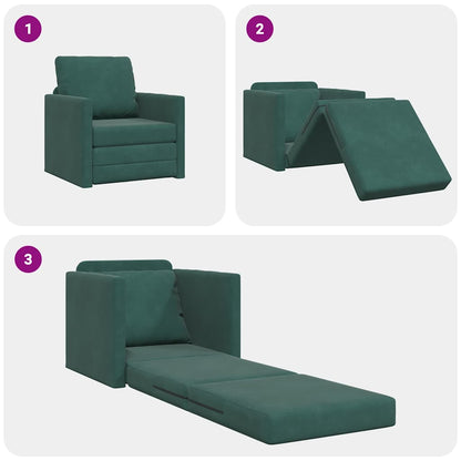 Divano Letto con cuscino Verde scuro 74 x 77 x 81 cm Velluto - homemem39