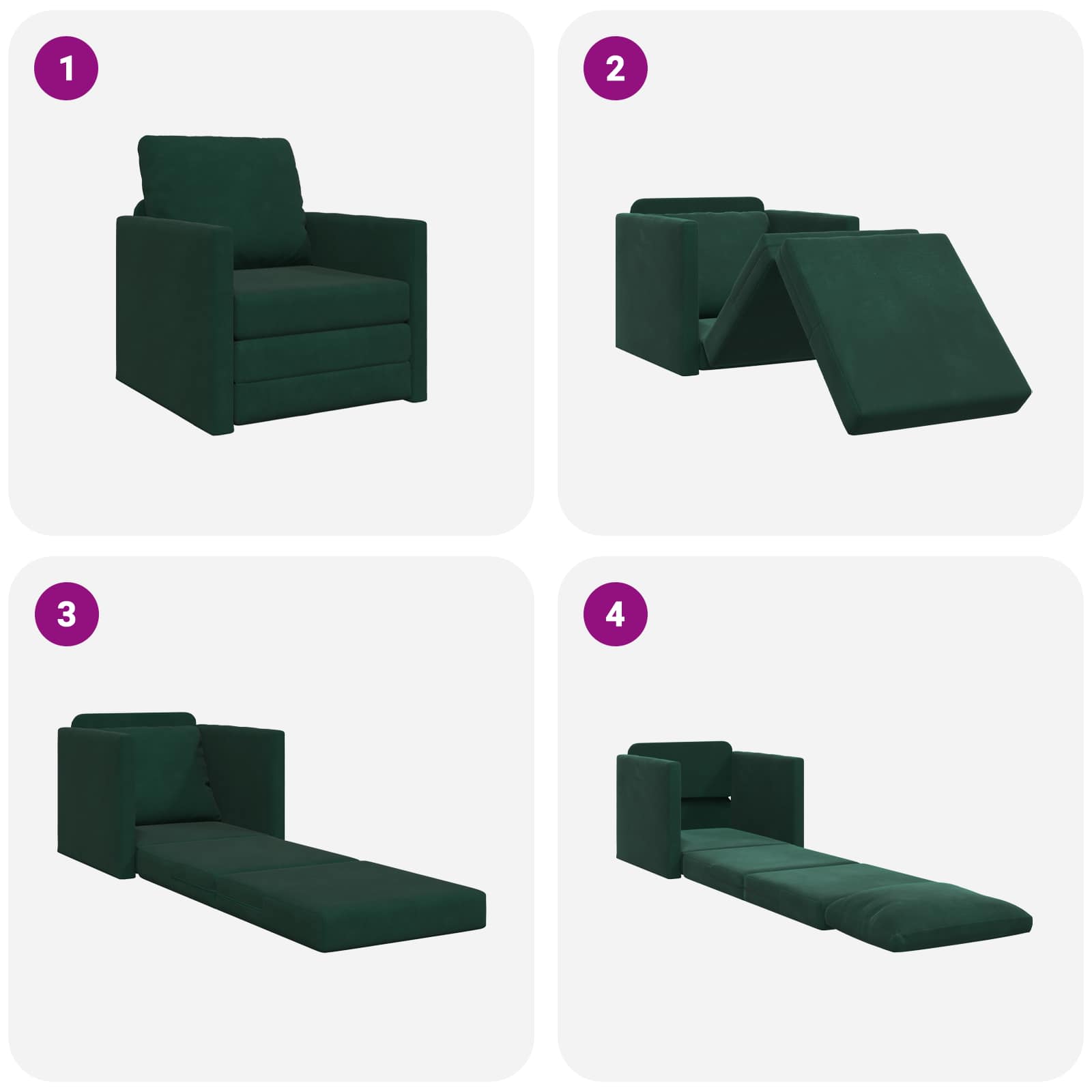 Divano letto Verde Scuro 74 x 77 x 81 cm Velluto | homemem39