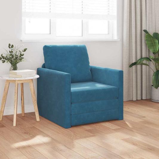 Divano Letto con cuscino Blu 74 x 77 x 81 cm Velluto