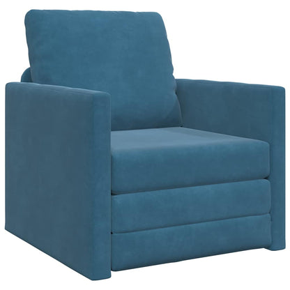 Divano Letto con cuscino Blu 74 x 77 x 81 cm Velluto