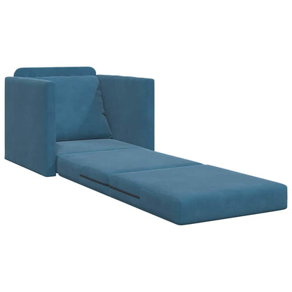 Divano Letto con cuscino Blu 74 x 77 x 81 cm Velluto
