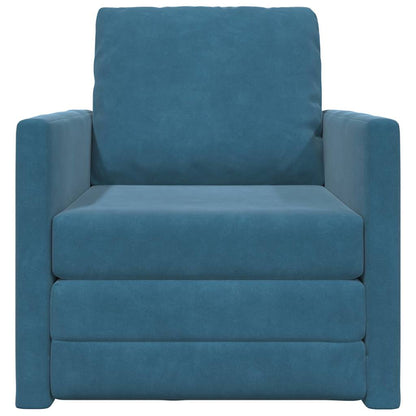 Divano Letto con cuscino Blu 74 x 77 x 81 cm Velluto