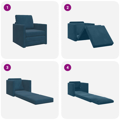 Divano letto Blu 74 x 77 x 81 cm Velluto | homemem39