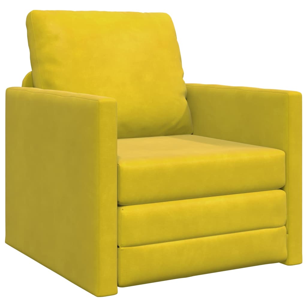 Divano Letto con cuscino Giallo scuro 74 x 77 x 81 cm Velluto - homemem39