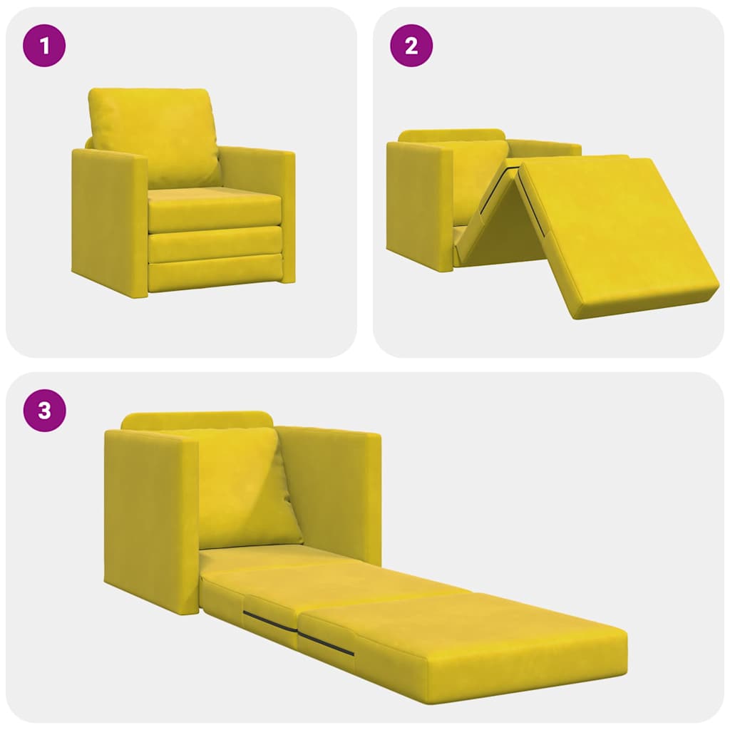 Divano Letto con cuscino Giallo scuro 74 x 77 x 81 cm Velluto - homemem39