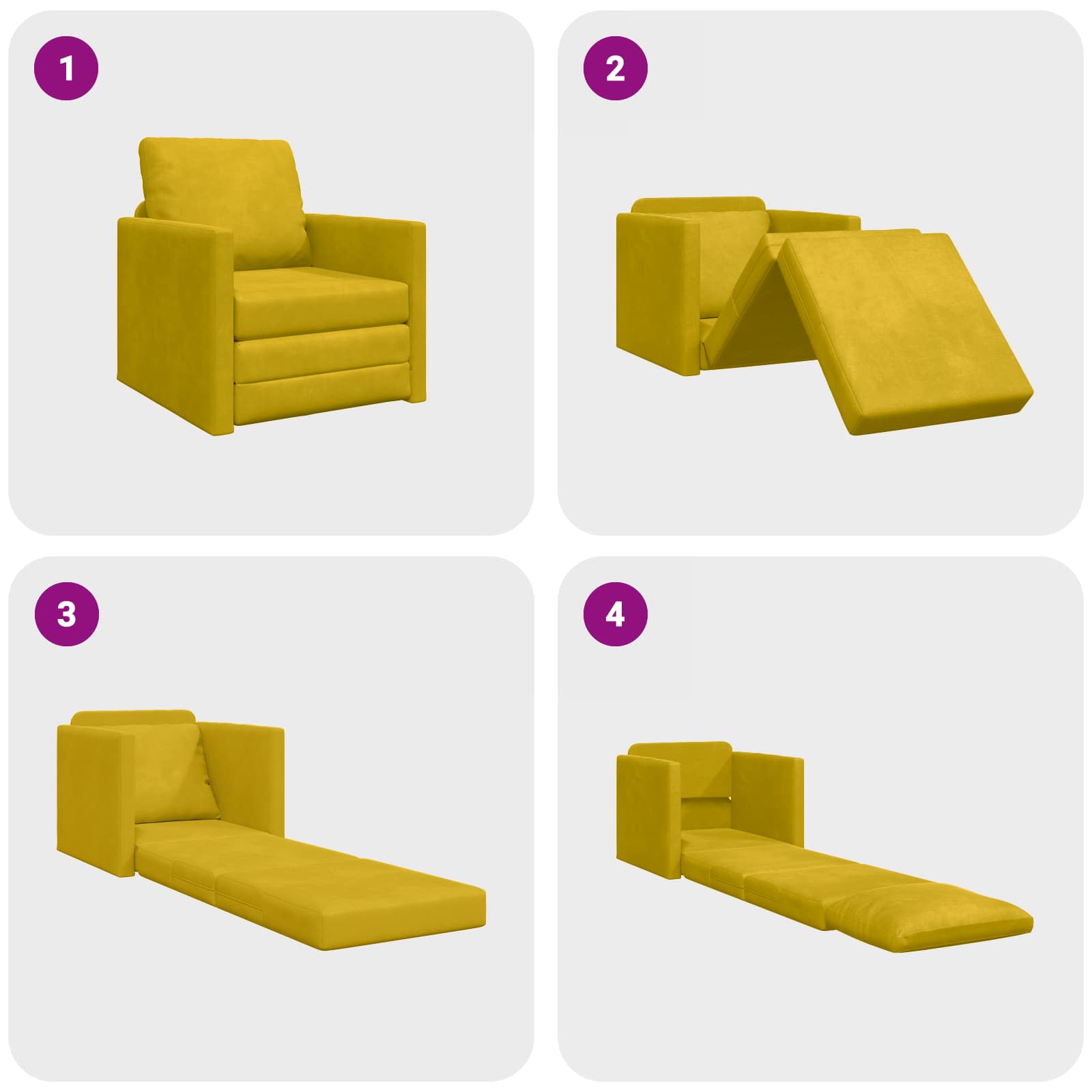 Divano letto Giallo Scuro 74 x 77 x 81 cm Velluto | homemem39