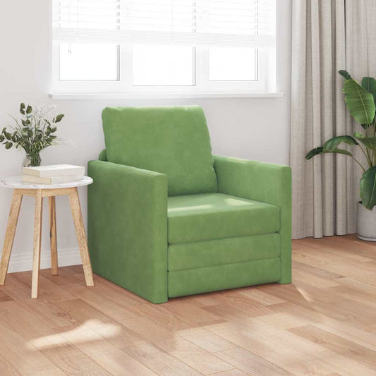 Divano Letto con cuscino Verde chiaro 74 x 77 x 81 cm Velluto