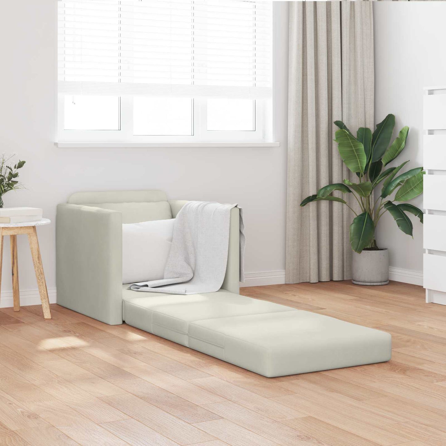 Divano letto Crema 74 x 77 x 81 cm Velluto | homemem39