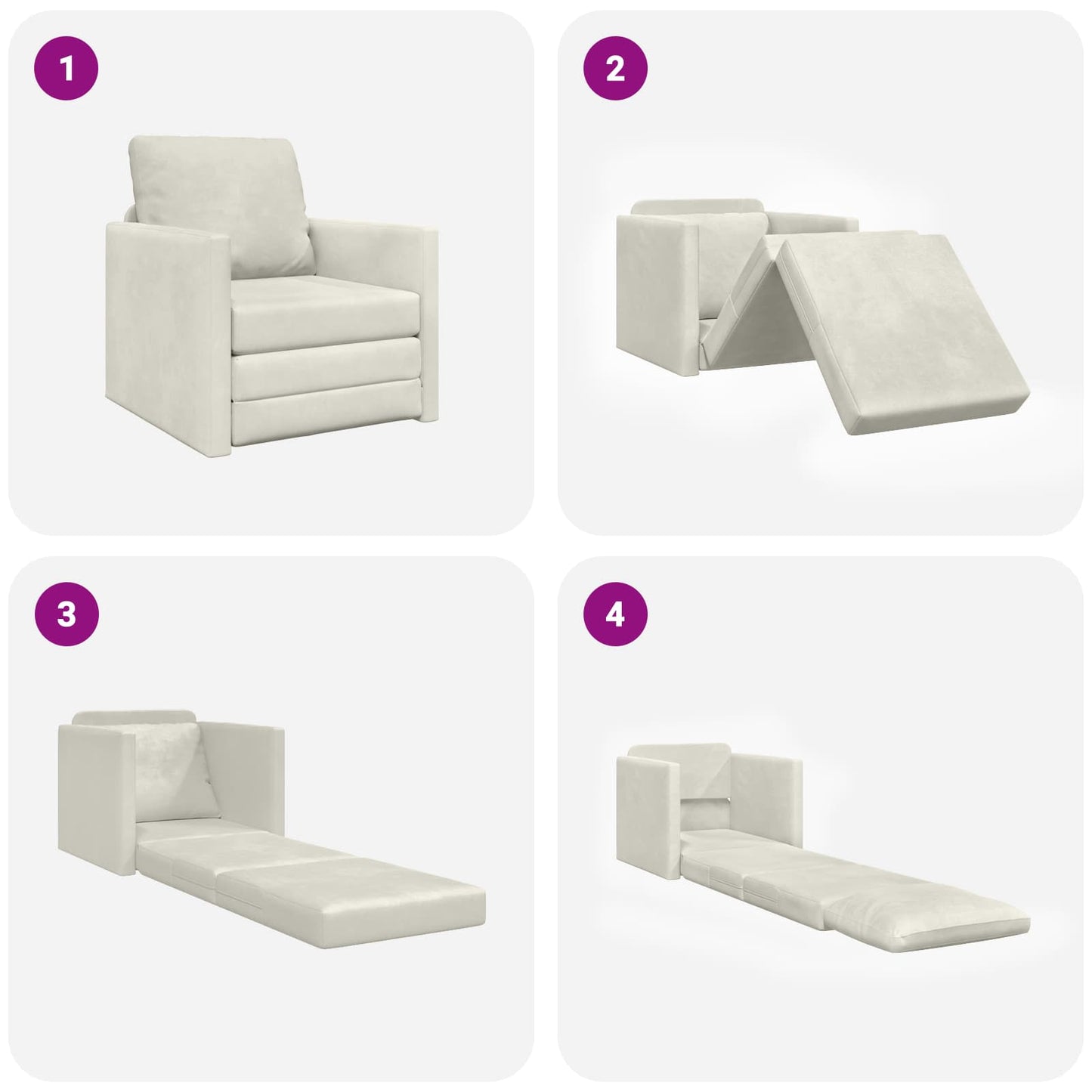 Divano letto Crema 74 x 77 x 81 cm Velluto | homemem39