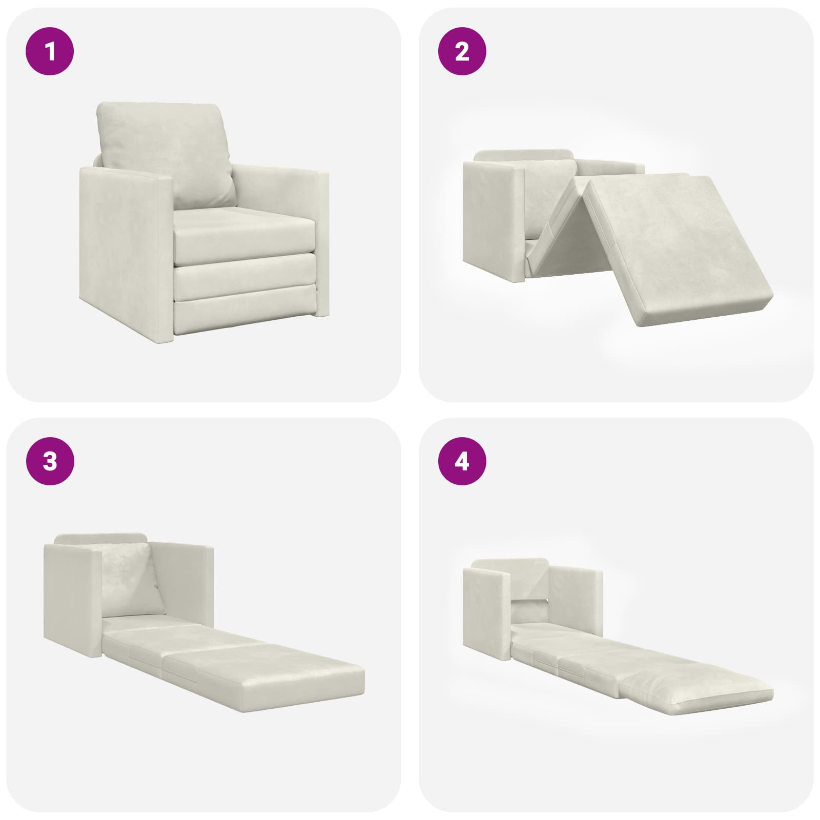 Divano letto Crema 74 x 77 x 81 cm Velluto | homemem39