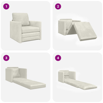 Divano letto Crema 74 x 77 x 81 cm Velluto | homemem39