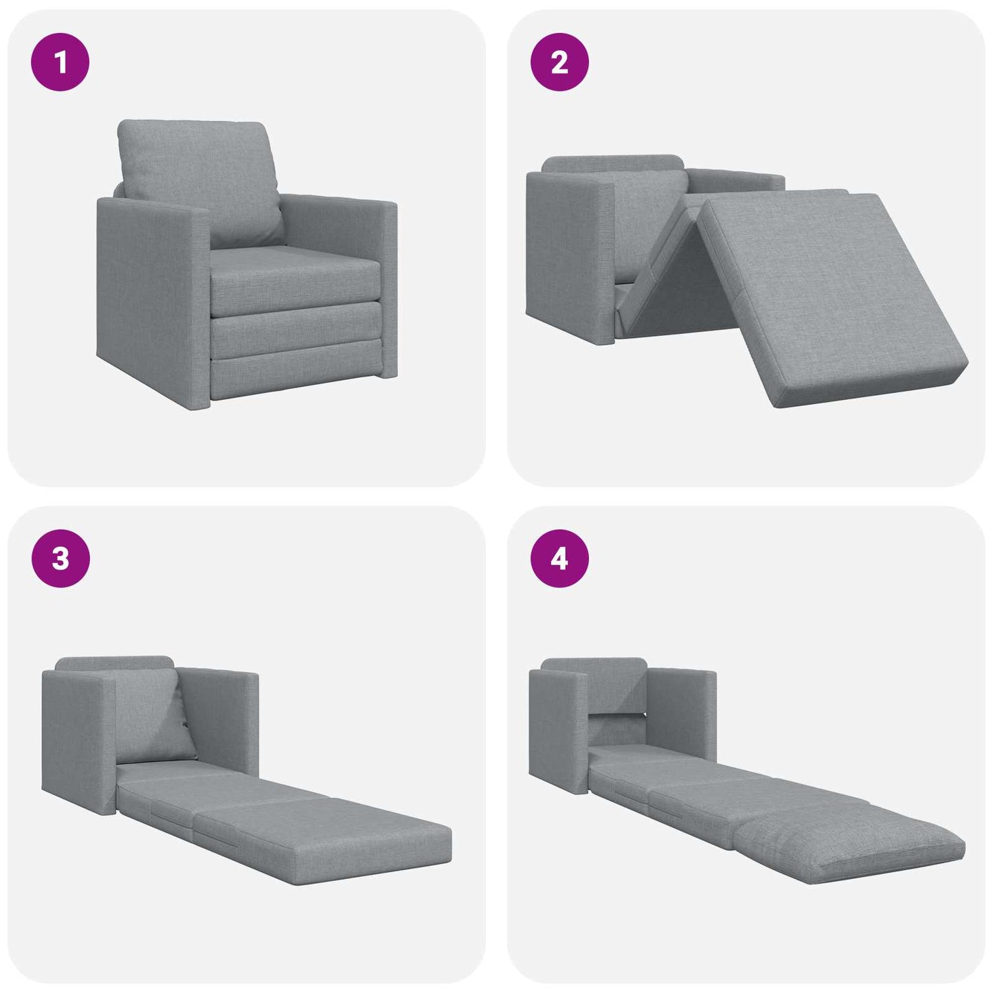 Divano letto 60cm Grigio chiaro Tessuto | homemem39