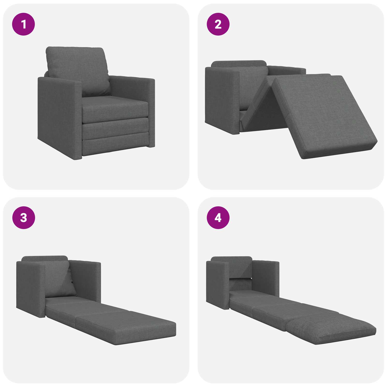 Divano letto 60cm Grigio scuro Tessuto | homemem39