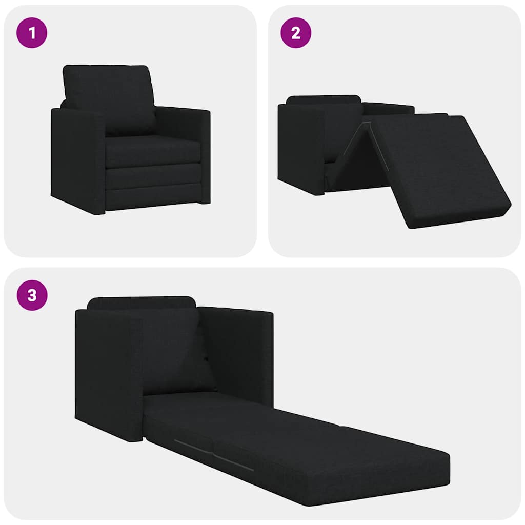 Divano Letto con cuscino Nero 74 x 77 x 81 cm Tessuto