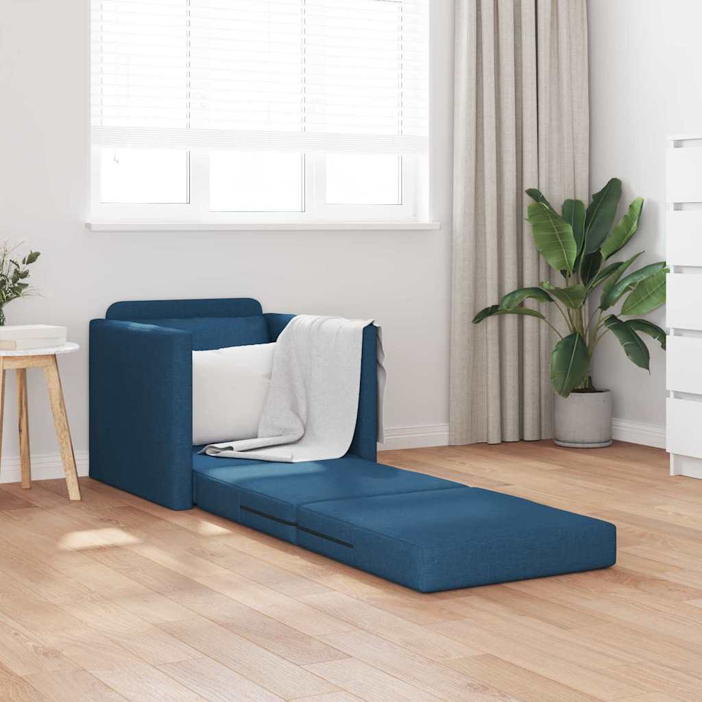 Divano Letto con cuscino Blu 74 x 77 x 81 cm Tessuto - homemem39
