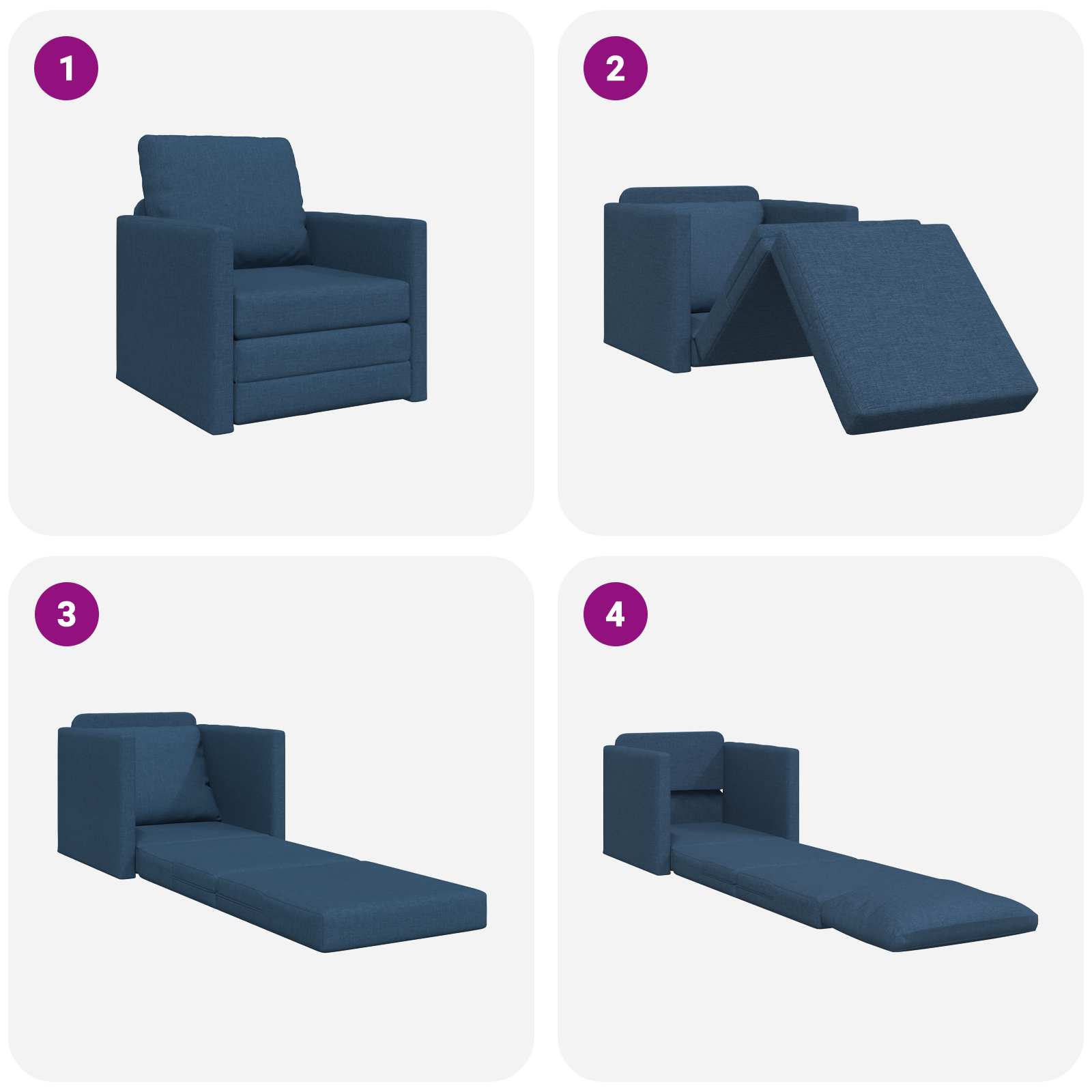 Divano letto Blu 74 x 77 x 81 cm Tessuto | homemem39
