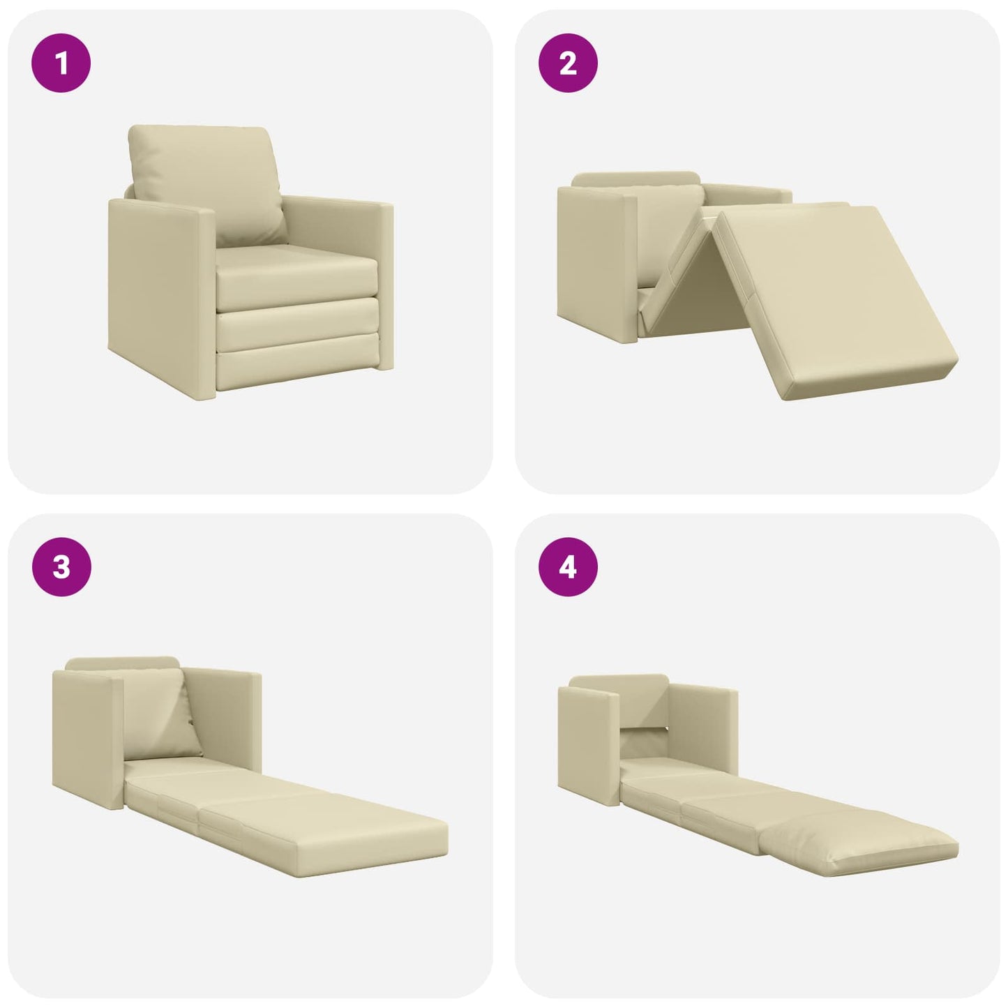 Divano letto 60cm Crema Pelle Artificiale | homemem39
